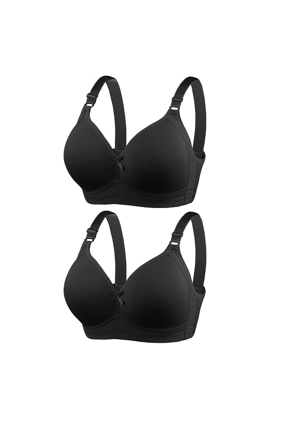 2 Pack Plus Size Bra for Women V Neck Lift Bras No Underwire Bralette Adjustable Strap Push Up Tshirt Bras Comfortable Crop Top