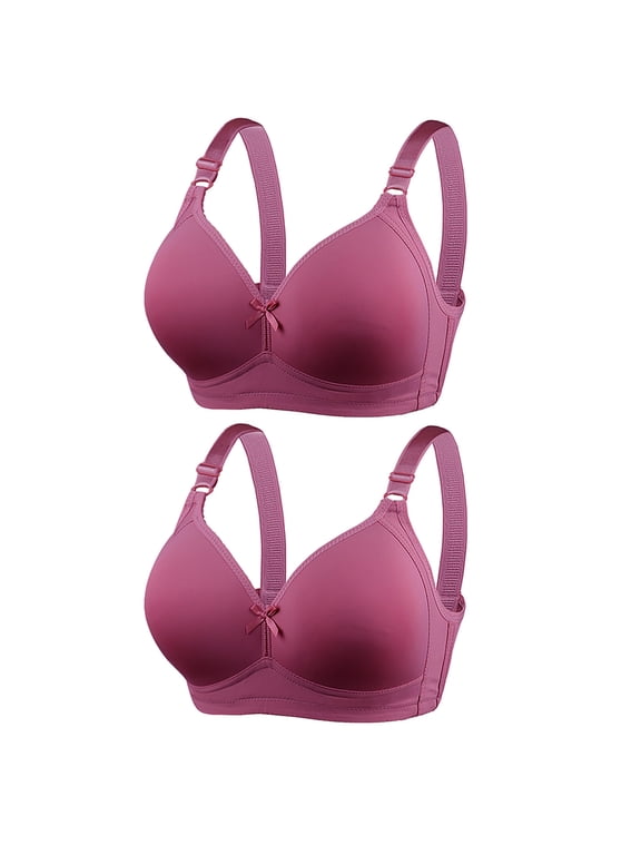 2 Pack Plus Size Bra for Women V Neck Lift Bras No Underwire Bralette Adjustable Strap Push Up Tshirt Bras Comfortable Crop Top