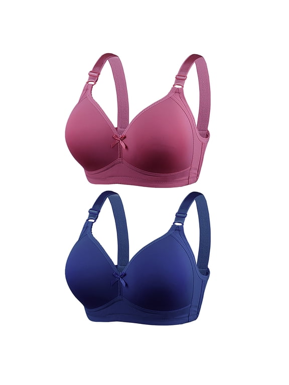 2 Pack Plus Size Bra for Women V Neck Lift Bras No Underwire Bralette Adjustable Strap Push Up Tshirt Bras Comfortable Crop Top