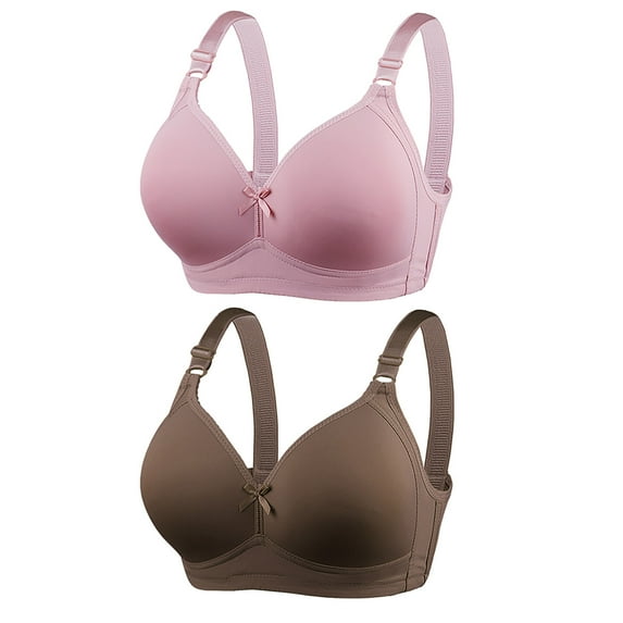 Yijfswar 2 Pack Plus Size Bra for Women V Neck Lift Bras No Underwire Bralette Adjustable Strap Push Up Tshirt Bras Comfortable Crop Top