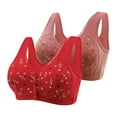 2 Pack Plus Size Daisy Bra for Older Women Convenient Front Closure Wirefree Soft Cotton