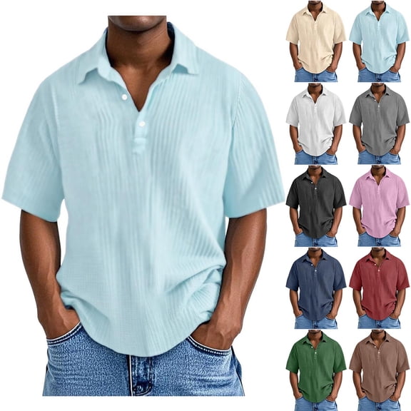 2 Pack Plus Size Golf Shirts for Men Big & Tall M-5X Short Sleeve T-Shirts Mens Casual Solid Pullover Button Collared Relaxed Workout Tees Tops