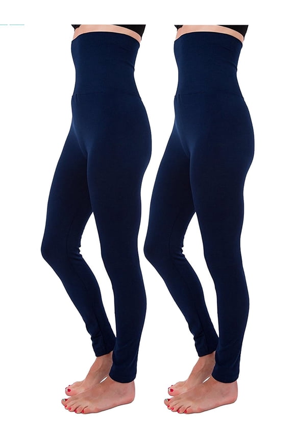 2-Pack Plus Size High Waist Tummy Control Full Length Legging Compression Top Pants Fleece Lined XL 2XL