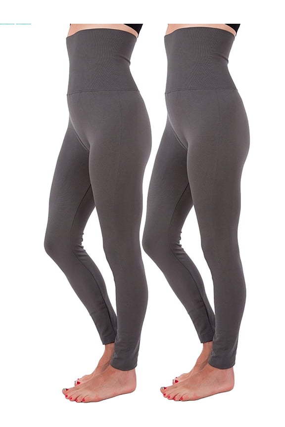 2-Pack Plus Size High Waist Tummy Control Full Length Legging Compression Top Pants Fleece Lined XL 2XL