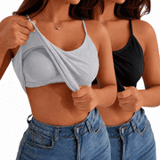 2 Pack WomenS Tank Tops With Built-in Bra Comfortable and Breathable, Suitable for Both Outer and Inner Wear With thin Spaghetti Straps 5XL