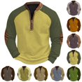 thumbnail image 1 of 2 Pack Plus Size Sweatshirts for Men Big & Tall S-5X Long Sleeve Fleece Lined Shirts with Zipper Crewneck Pullover Color Block Thermal Warm Sweatshirt Tops, 1 of 8