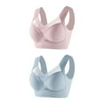 thumbnail image 1 of 2 Pack Plus Size Wireless Bras for Women Seamless Bralettes V Mesh Push Up Bra T-Shirt Bra, 1 of 2