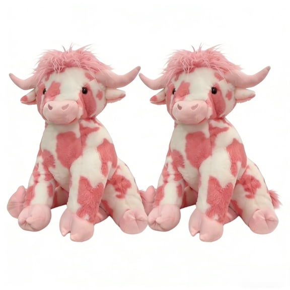 2-Pack Plush Doll Stuffed Animal Toy(9.8inch) - Cute Soft Pink Cow Plushie Pillow for Girls Kids Valentine's Day Birthday Gift Home Decor Aesthetic Toy