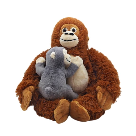 2 Pack Plush Monkey Toy Detachable Hugging Orangutan Plush Doll 30CM Soft PP Cotton Brown Gray for Home Decor Birthday Gift, Cuddly Stuffed Animal