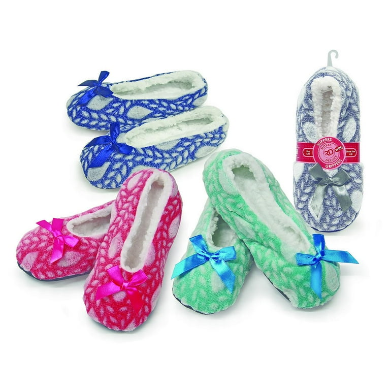 2 Pack Plush Slippers with Gripper Soles Cozy Indoor Footwear for Women Walmart