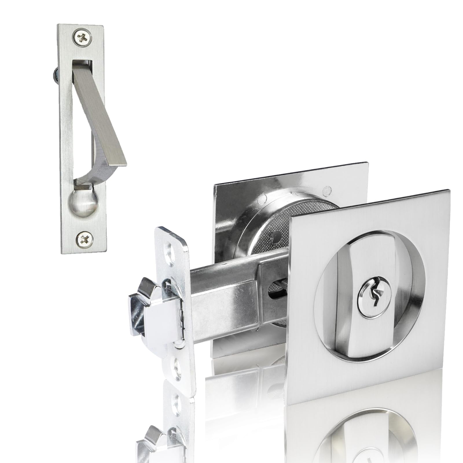2 Pack Pocket Door Lock with Key, Contemporary Entry Sliding Barn Door