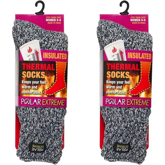 2-Pack Polar Extreme Thermal Extra Heavy Acrylic Winter Marled Socks (Graphite Marled)