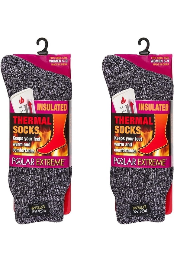 2-Pack Polar Extreme Thermal Extra Heavy Acrylic Winter Marled Socks (Lavender Marled)