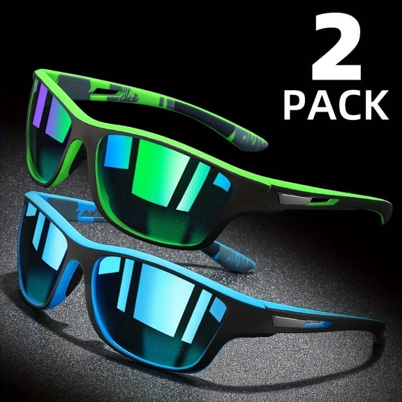 2-Pack Polarized Athletic Glasses, with Protection Function, Fully Surrounded by Unisex Design, Perfect for Fishing, Cycling and Outdoor Activities, Comfortable Fit Travel and Leisure Clothing