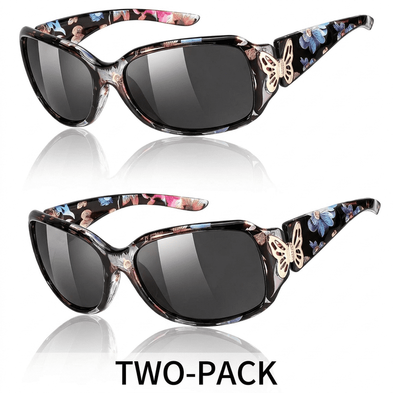 Polarized Wrap Around Sunglasses with Butterfly Decor, UV400 FEISEDY Trendy Polarized Oval Sunglasses Wrap Around  main image 2
