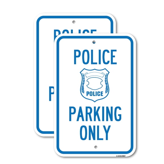 (2 Pack) Police Parking Only With Symbol | 18" X 24" Heavy-Gauge Aluminum Sign | Rust Free Aluminum, Weather Resistant, Waterproof, Fade Resistant, 2 Pre-drilled Holes