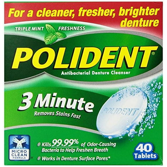 2 Pack - Polident 3 Minute Tablets 40 Tablets Each