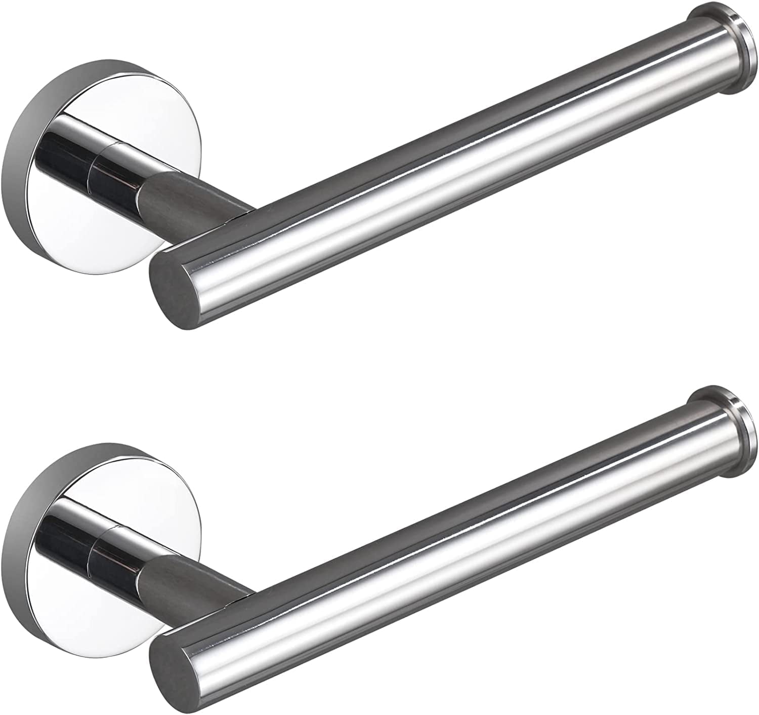 Polished Chrome Stainless Steel Wall-Mounted Toilet Paper Holders, Set of 2