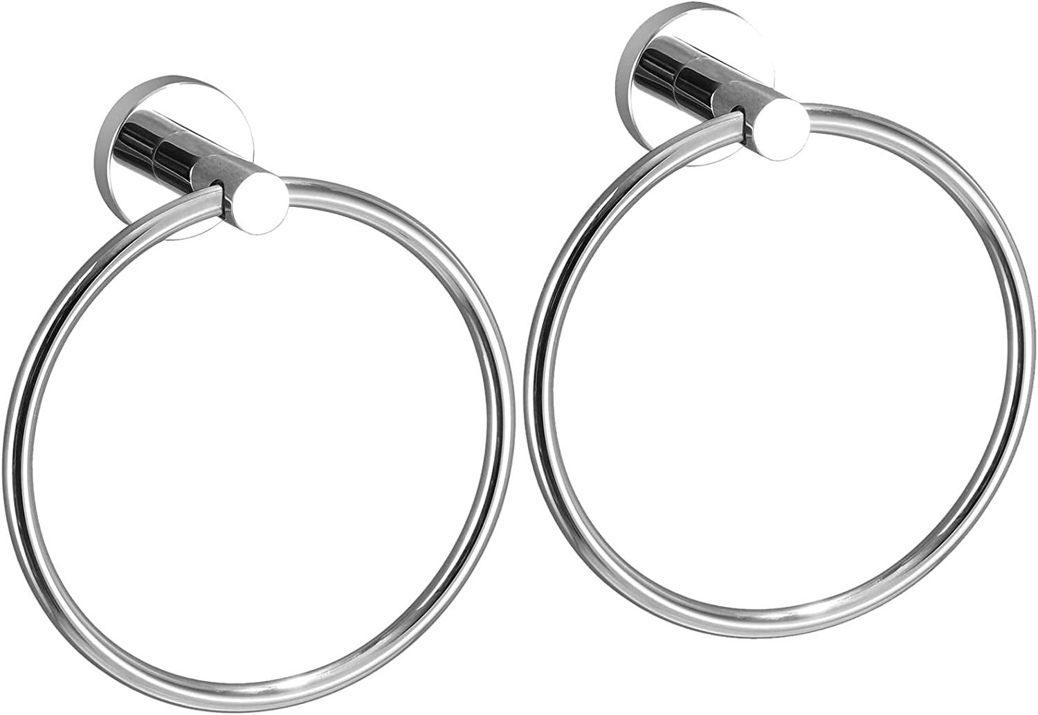 2 Pack Polished Chrome Towel Rings Wall Mount, Hand Towel Holders for Bathroom, Durable 304