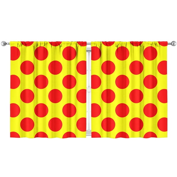 2 Pack Polka Dot Kitchen Curtains 52x63 Inch Set - Retro Geometric Black & White Dots Tier Curtains with Rod Pocket, Semi-Sheer Farmhouse Window Panels