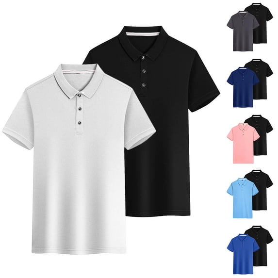 2 Pack Polos Women Golf Shirts Short Sleeve Collared Quick Dry Moisture-Wicking Work Tops S-4XL, Black/White XL