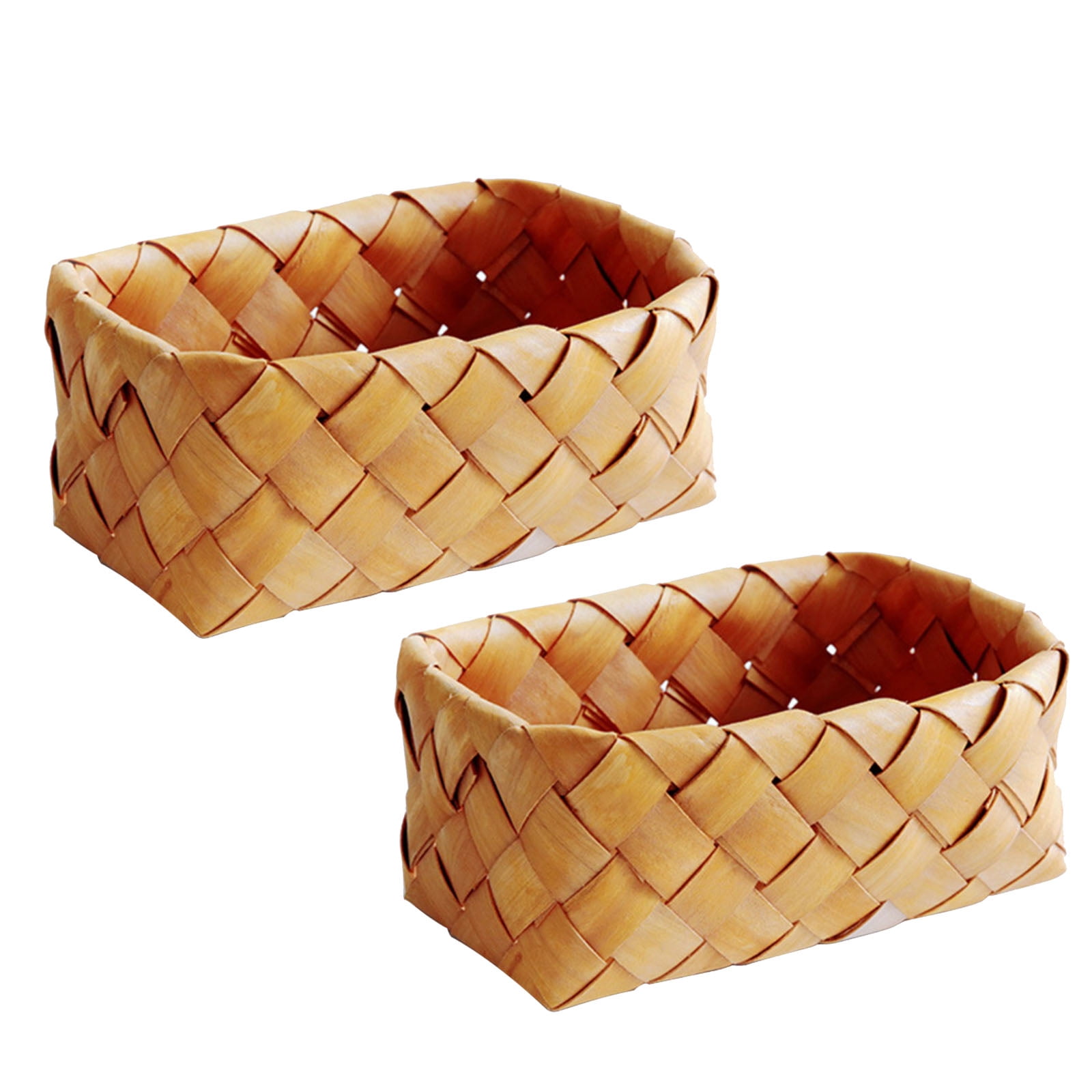 2 Pack Poly Wicker Bread Basket Imitation Rattan Woven Bread Baskets