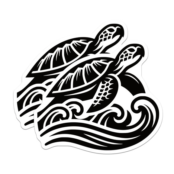 (2 Pack) Polynesian Sea Turtle Magnets - Ocean Waves Tribal Art Decor - Coastal Fridge Accent - Island Style Collectible - 5" - Durable Magnet - Made in USA