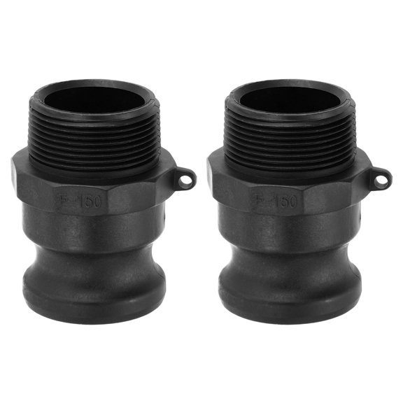 2 Pack Polypropylene Type F Cam Groove Fitting, 1-1/2"x1-1/2" Male NPT Cam and Groove Hose Fitting Cam Lock Adapter, Cam Lock Coupling Quick Conversion Connector, Black