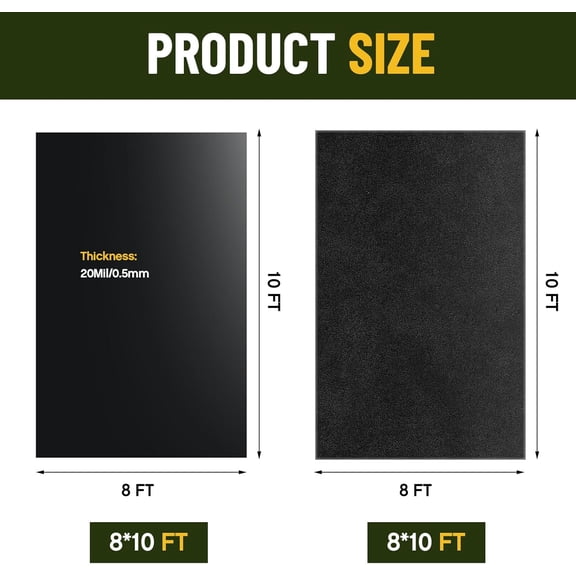 2 Pack Pond Liner and Underlayment 8 x 10 Feet 20 Mil Pond Liner Non Woven Geotextile Underlayment Fabric with 10 U-pins for Outdoor Stream Waterfall Reinforced Koi Fishpond Garden Fountain