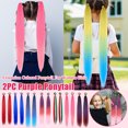 thumbnail image 1 of 2 Pack Ponytail Extension with Elastic Tie Straight Sleek Wrap Around Braid Ponytail Dark Hair Accessories for Festival Halloween Party 26 Inch, 1 of 7