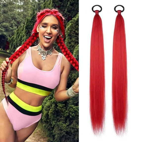 2 Pack Ponytail Extensions – 26 Inch Long Wig Ponytail with Tie, Synthetic Hairpiece for Women Girls, Festival Halloween Thanksgiving Christmas Party Hairstyle Accessories Makeup Organizers