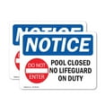 thumbnail image 1 of (2 Pack) Pool Closed No Lifeguard On Duty Sign With Symbol OSHA Notice Sign 18 Inch X 12 Inch Vinyl Label Decal Sticker Weather Resistant, UV Protected for Workplace, Business, and, 1 of 7