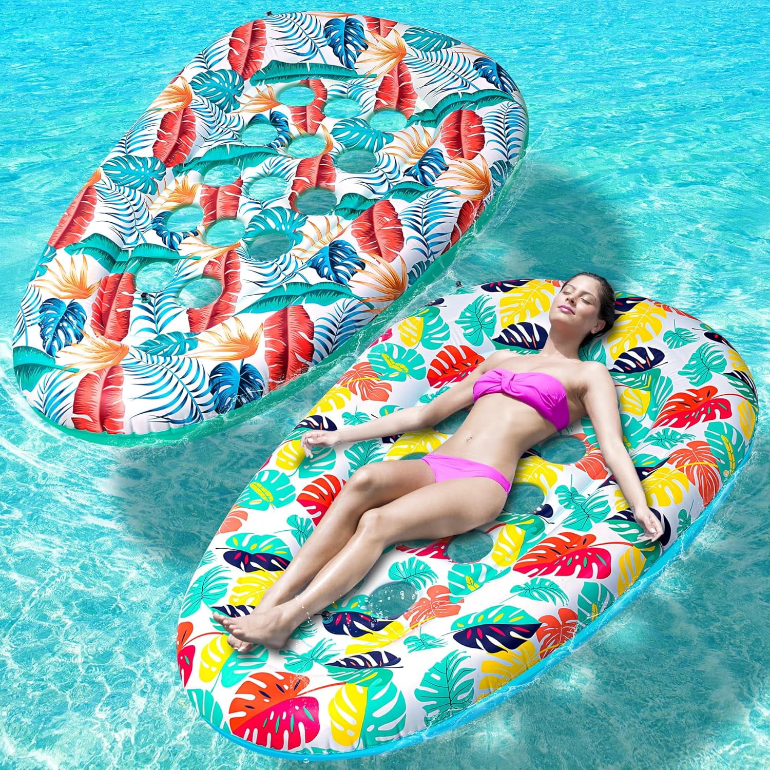 2 Pack Pool Floats Lounger, Pool Floats Adult Heavy Duty, Pool Rafts ...