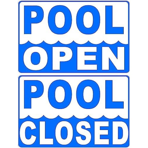 2 Pack Pool Open Pool Closed Sign.Metal Tin Sign, 8x12 Inch Aluminum Caution Safety Signs, Reflective UV Protected and Weatherproof