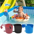 thumbnail image 1 of 2 Pack Poolside Cup Holders for Above Ground Pools, Pool Drink Holder for Refreshing Drinks, Only Fits 3 Inch Or Less Round Top Bar - Strong and Durable Easy to Use Clip-On No-Spill Cup Holders,Blue, 1 of 2