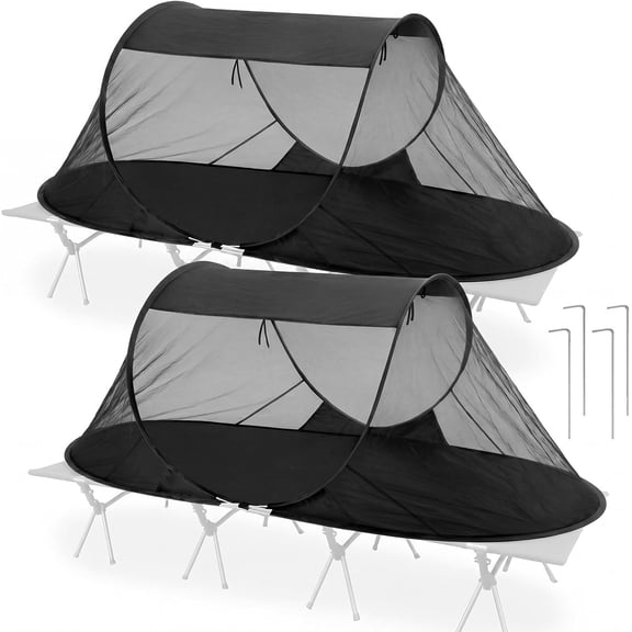 2 Pack Pop Up Mosquito Tent for 1 Person Instant Setup Foldable Bug Net Cot Tent with Ground Pins Portable Waterproof Screen