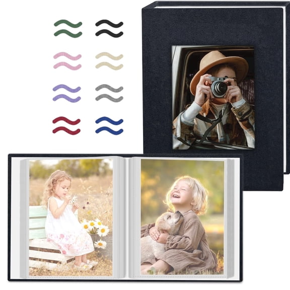 2 Pack Small Linen 4x6 Photo Album with 40 Pockets Holds 80 Photos, Slip-in Picture Albums, Mini Photo Book Small Photo Album for 4x6 Photos, Fabric Album de Fotos for Family Baby Memory