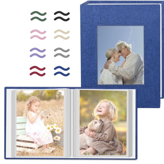 2 Pack Small Linen 4x6 Photo Album with 40 Pockets Holds 80 Photos, Slip-in Picture Albums, Mini Photo Book Small Photo Album for 4x6 Photos, Fabric Album de Fotos for Family Baby Memory