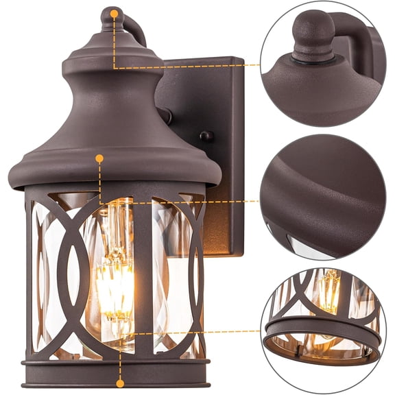 2-Pack Porch Lights Outdoor, Bronze Outside Lights for House, Waterproof Exterior Lighting Fixtures, Modern Farmhouse Outdoor Light Fixtures Wall Mount for House Front Porch Hallway