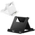 thumbnail image 1 of 2 Pack Portable Cell Phone Stand Holder for Desk, Foldable Pocket-Sized Mount, Universal Adjustable Desktop Mobile Phone Kickstand Compatible with iPhone IPads Kindle Android Black & White, 1 of 7
