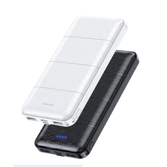 2 Pack Portable Charger 15000mAh, Dual USB 5V 3.1A Fast Charging Power Bank, External Backup Battery for Home Travel Outdoor Use, Black & White