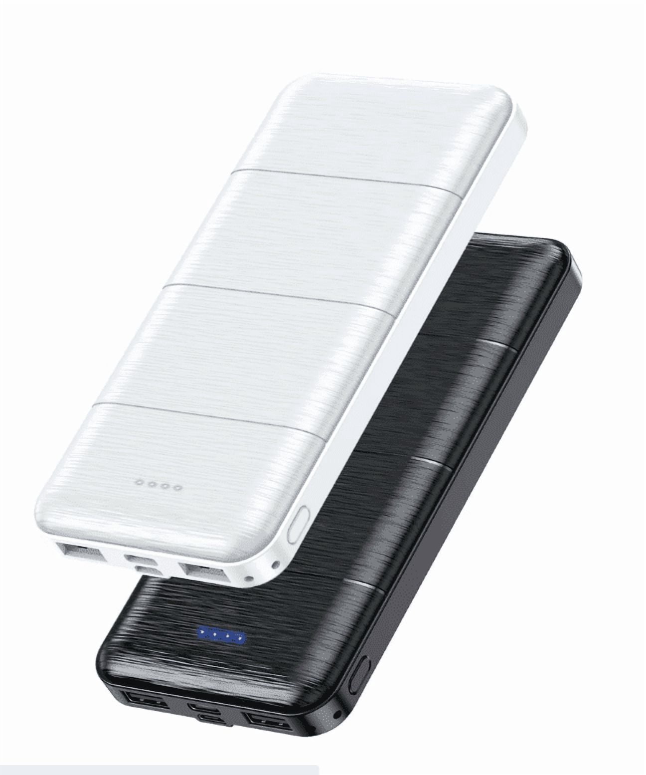 2 Pack Portable Charger 15000mAh, Dual USB 5V 3.1A Fast Charging Power Bank, External Backup Battery for Home Travel Outdoor Use, Black & White