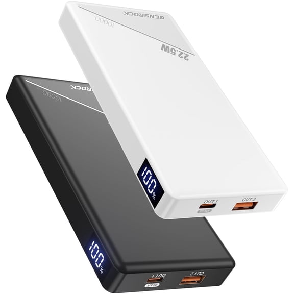 2 Pack Portable Charger Power Bank 10000mAh, PD 22.5W Fast Charging with Exact LED Display,Portable Phone for iPhone17/16/15/14/13 Galaxy S24/22 Pixel iPad Heated Vest & Travel