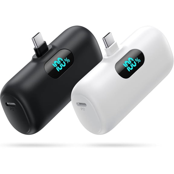 2-Pack Portable Charger for iPhone 17/16/15,Mini Power Bank 5000mAh PD USB C Portable Phone Charger,Travel Essential Battery Pack 17/17 Air/16/16 pro/15/15 pro Max/Android/Samsung/Moto/LG