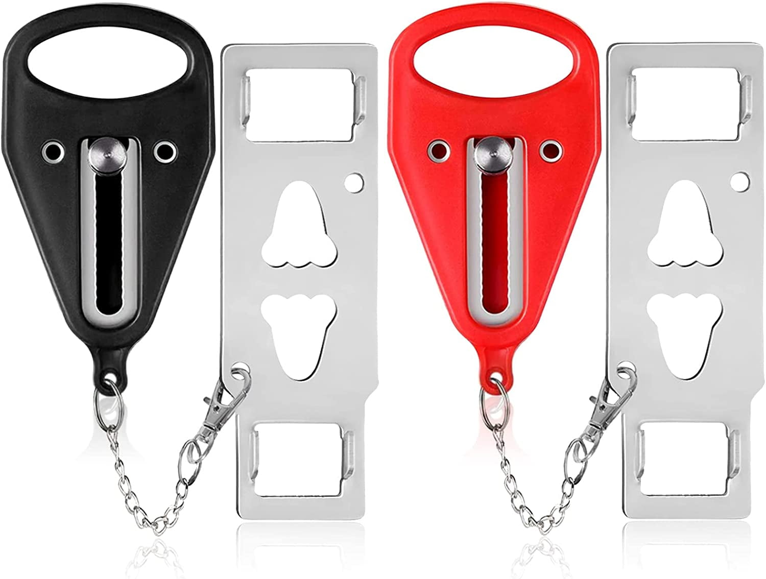2 Pack Portable Door Lock,Family Travel AirBNB Hotel School Home Apartment Must Haves Security Devices Door Locks Jammer Self Defense for Additional Safety (Red/Black)