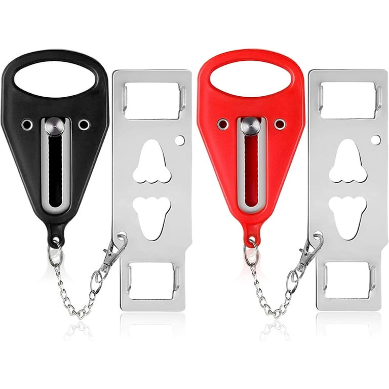 2 Pack Portable Door Lock,Family Travel AirBNB Hotel School Home Apartment  Must Haves Security Devices Door Locks Jammer Self Defense for Additional  Safety (Red/Black) 