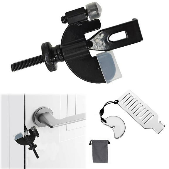 2 Pack Portable Door Lock Travel Security Device with Storage Bag,Stainless Steel