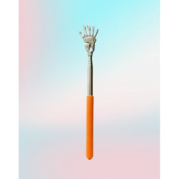 2 Pack Portable Extendable Back ScratcherStainless Steel Telescoping Back Scratcher for Both Human and Pets orange