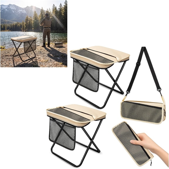Collapsible Pocket Stool 2-Pack - Folding Camp Chair for Outdoor Travel12.2"x10.62"