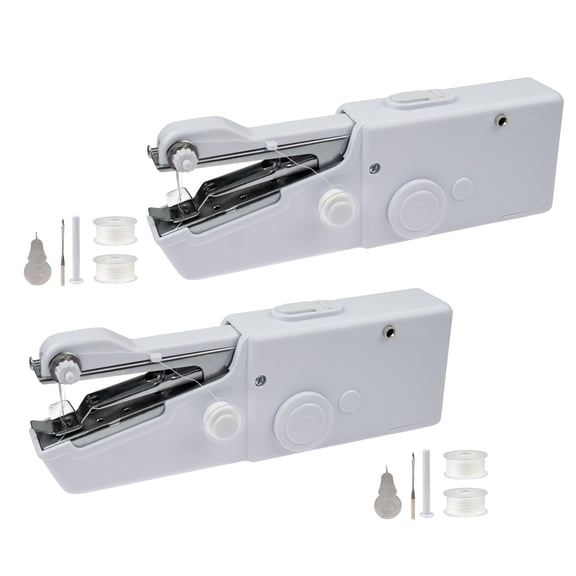 2 Pack Portable Handheld Sewing Machine, 2025 New Fast Stitch Mini Electric Sewing Machines, Small Hand Held Sewing Machine for Adults Beginners DIY Fabrics Clothes Home Travel (White)